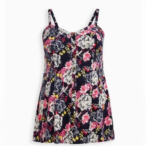 Torrid Fit & Flare Rayon Slub Button-Front Cami 5/5X/28 - Picture 5 of 8